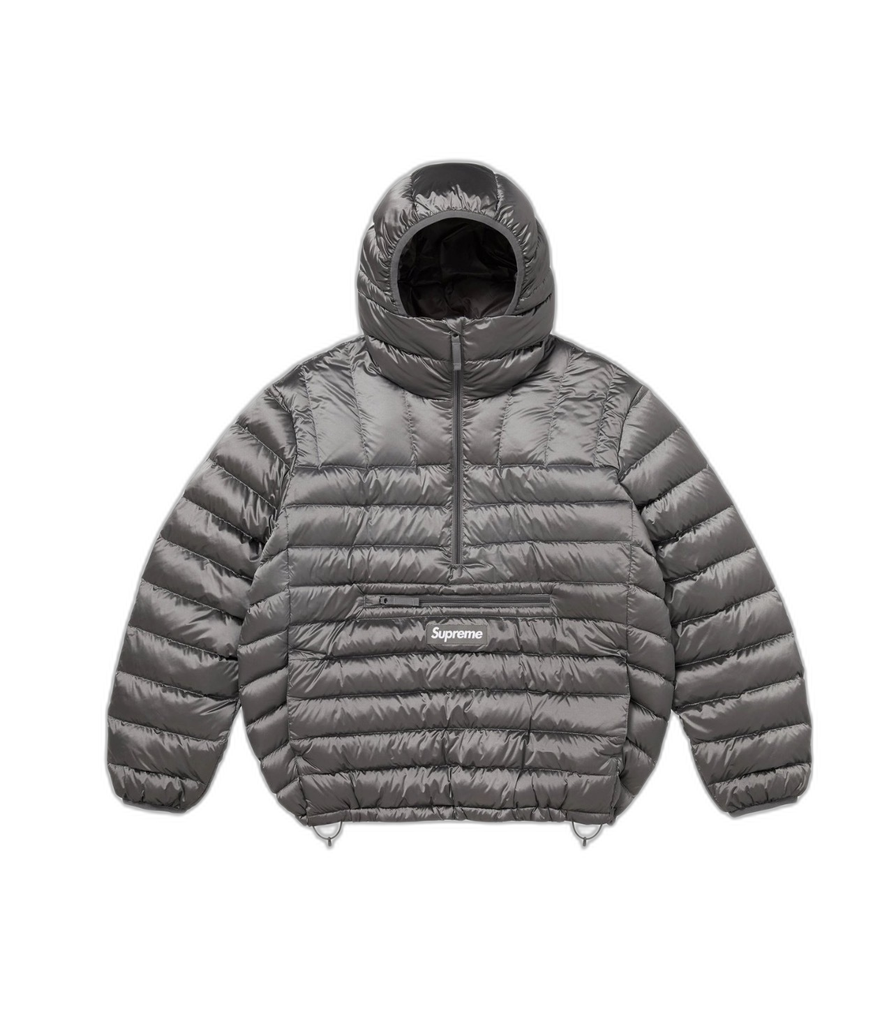 Supreme Micro Down Half Zip Hooded Pullover Grey